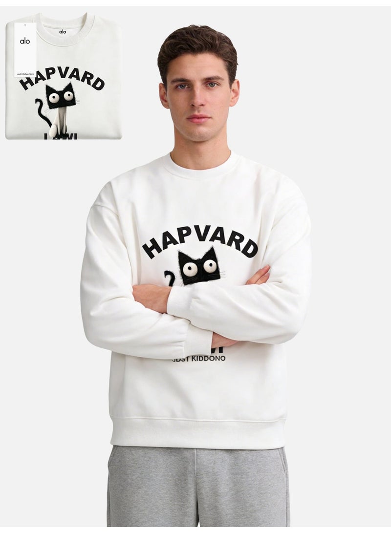 Alo Yoga Alo Lawi Cat Graphic Crewneck Sweatshirt in Off-White - Image 3